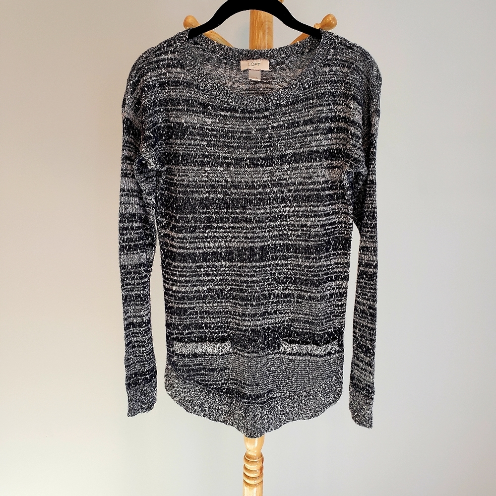 Loft Space Dye Dark Blue Pocket Sweater, Size XXS
